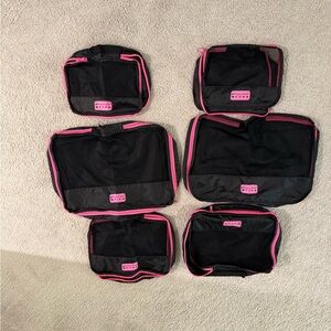 Elegant Black and Pink Travel Bag Set